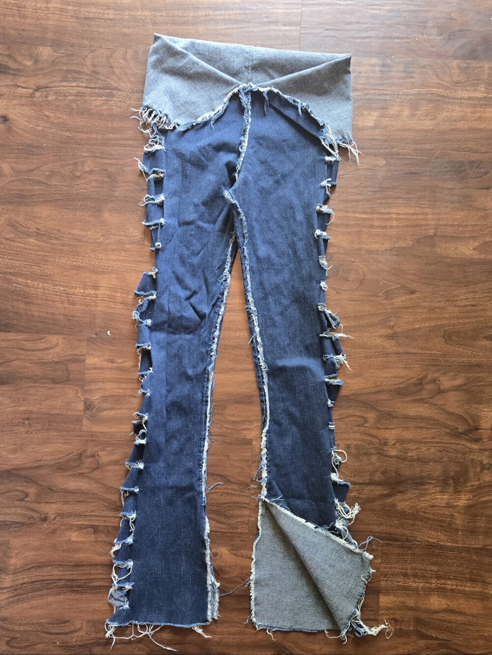 Vintage Funfash XL Extreme Slashed Flare Jeans Y2K Punk Goth